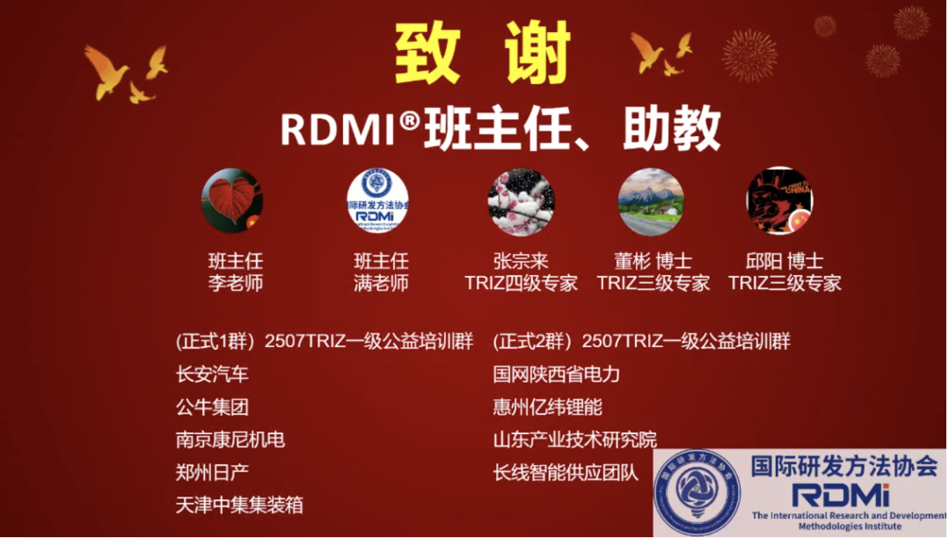 82%通过率!多家企业组团!1500+参训人员!RDMi<sup>®</sup>第二十二期TRIZ一级公益培训“成绩单”亮眼 82%通过率!多家企业组团!1500+参训人员!RDMi<sup>®</sup>第二十二期TRIZ一级公益培训“成绩单”亮眼